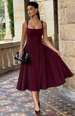 Betty Midi Dress - Cherry Lacquer - glavon