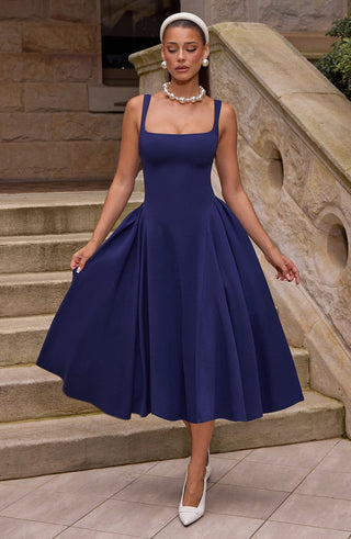 Betty Midi Dress - Navy - glavon