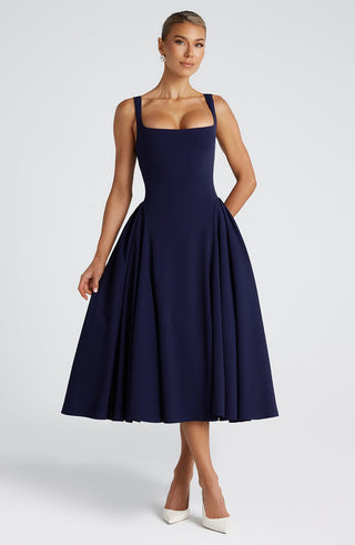 Betty Midi Dress - Navy - glavon
