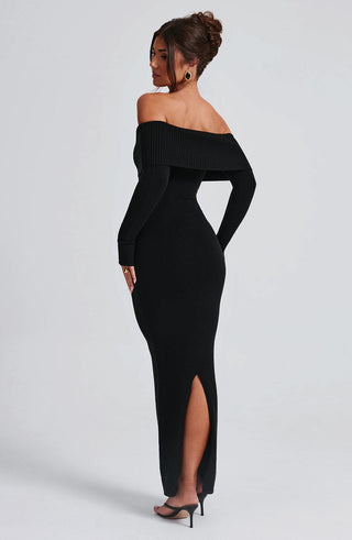 Beverley Knit Maxi Dress - Black - glavon