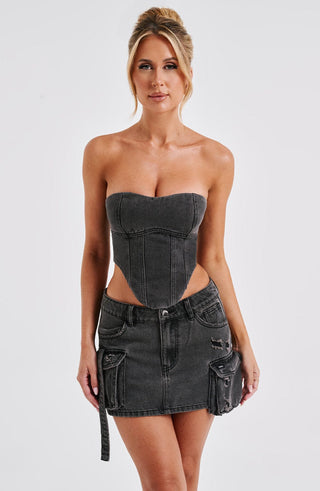 Billie Mini Skirt - Black Wash - glavon