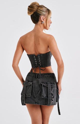 Billie Mini Skirt - Black Wash - glavon