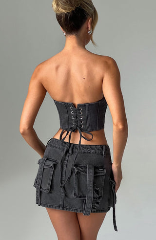 Billie Mini Skirt - Black Wash - glavon