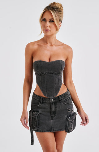 Billie Mini Skirt - Black Wash - glavon
