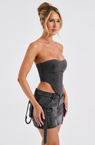 Billie Mini Skirt - Black Wash - glavon