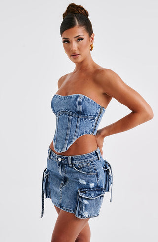 Billie Mini Skirt - Dark Wash - glavon
