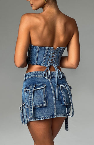 Billie Mini Skirt - Dark Wash - glavon