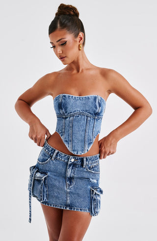Billie Mini Skirt - Dark Wash - glavon