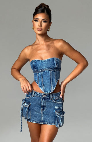 Billie Mini Skirt - Dark Wash - glavon