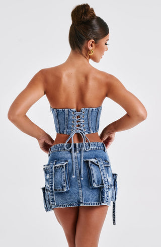 Billie Mini Skirt - Dark Wash - glavon