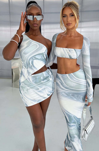 Blair Maxi Skirt - Grey Haze Print - glavon