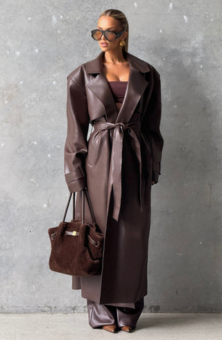 Bridget Trench Coat - Plum Brown - glavon