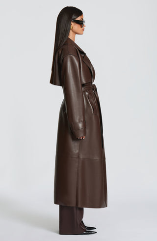 Bridget Trench Coat - Plum Brown - glavon