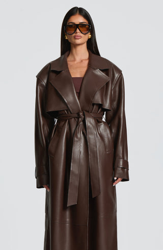 Bridget Trench Coat - Plum Brown - glavon