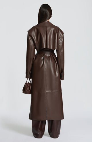 Bridget Trench Coat - Plum Brown - glavon
