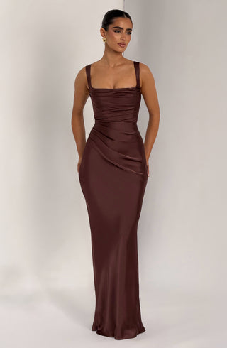 Calanthe Maxi Dress - Plum Brown - glavon