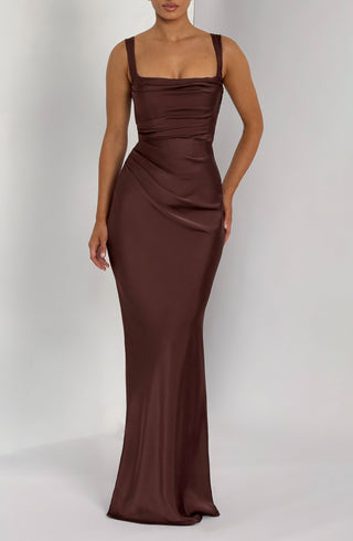 Calanthe Maxi Dress - Plum Brown - glavon