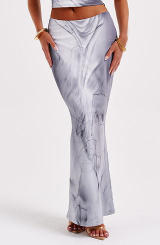 Charmayne Maxi Skirt - Grey Body Print - glavon