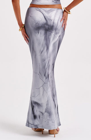 Charmayne Maxi Skirt - Grey Body Print - glavon
