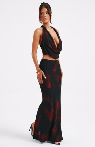 Chrishelle Maxi Skirt - Fire Print - glavon