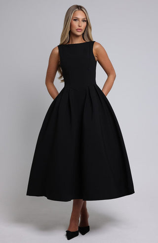 Clarabella Midi Dress - Black - glavon