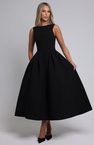 Clarabella Midi Dress - Black - glavon