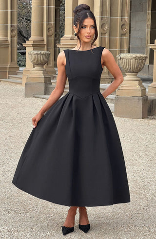 Clarabella Midi Dress - Black - glavon