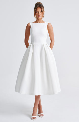 Clarabella Midi Dress - Ivory - glavon