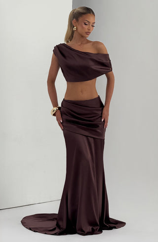Claudette Maxi Skirt - Plum Brown - glavon