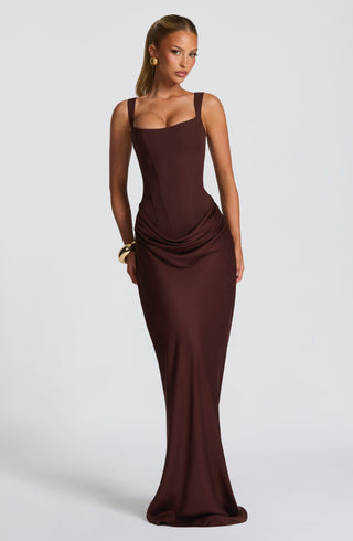 Cornelia Maxi Dress - Plum Brown - glavon