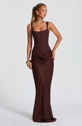 Cornelia Maxi Dress - Plum Brown - glavon