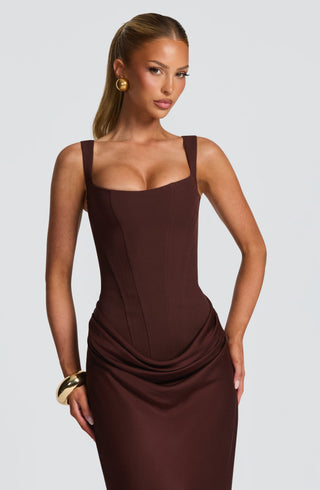 Cornelia Maxi Dress - Plum Brown - glavon