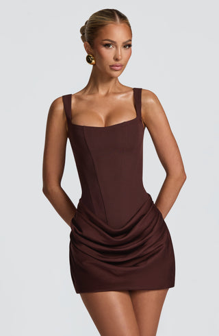 Cornelia Mini Dress - Plum Brown - glavon