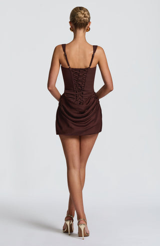 Cornelia Mini Dress - Plum Brown - glavon