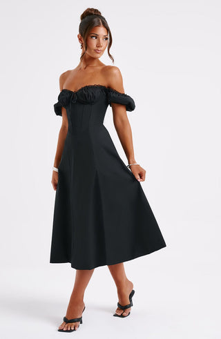 Courtney Midi Dress - Black - glavon