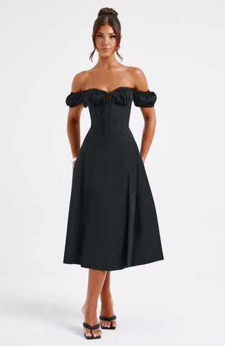 Courtney Midi Dress - Black - glavon