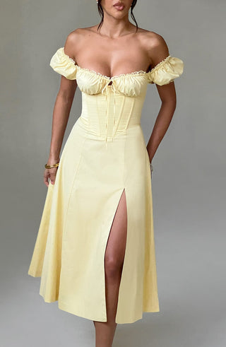Courtney Midi Dress - Lemon - glavon