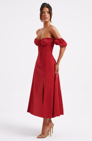 Courtney Midi Dress - Red - glavon