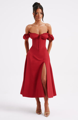 Courtney Midi Dress - Red - glavon
