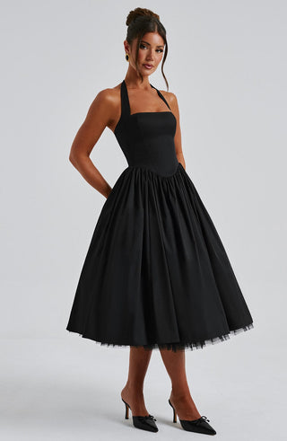 Cressida Midi Dress - Black - glavon