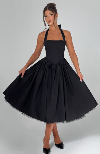 Cressida Midi Dress - Black - glavon