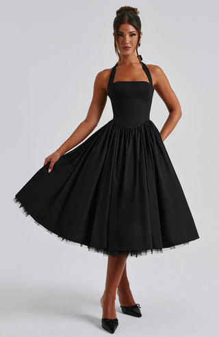 Cressida Midi Dress - Black - glavon