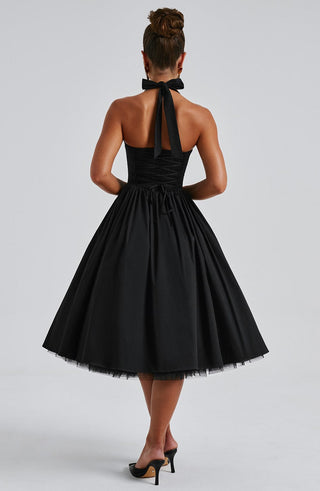 Cressida Midi Dress - Black - glavon