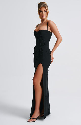Dalary Maxi Dress - Black Lined - glavon