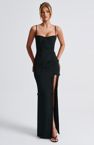 Dalary Maxi Dress - Black Lined - glavon