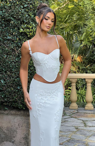 Dalary Maxi Skirt - White - glavon