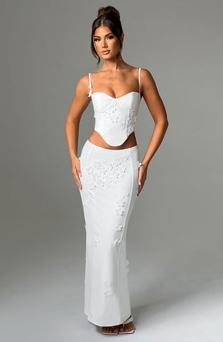 Dalary Maxi Skirt - White - glavon
