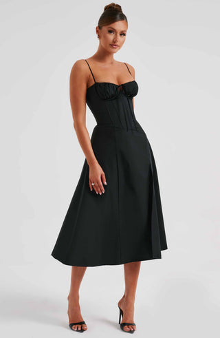 Deanna Midi Dress - Black - glavon