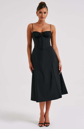 Deanna Midi Dress - Black - glavon