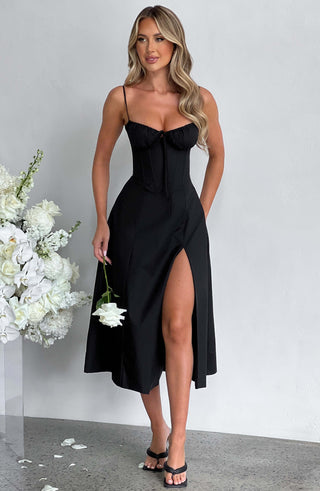 Deanna Midi Dress - Black - glavon